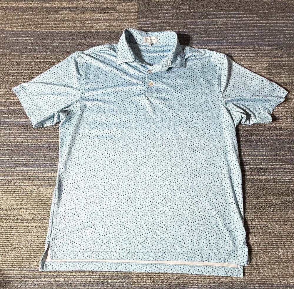 Peter Millar Crown Comfort Polo Shirt L Blue Sailboat Print